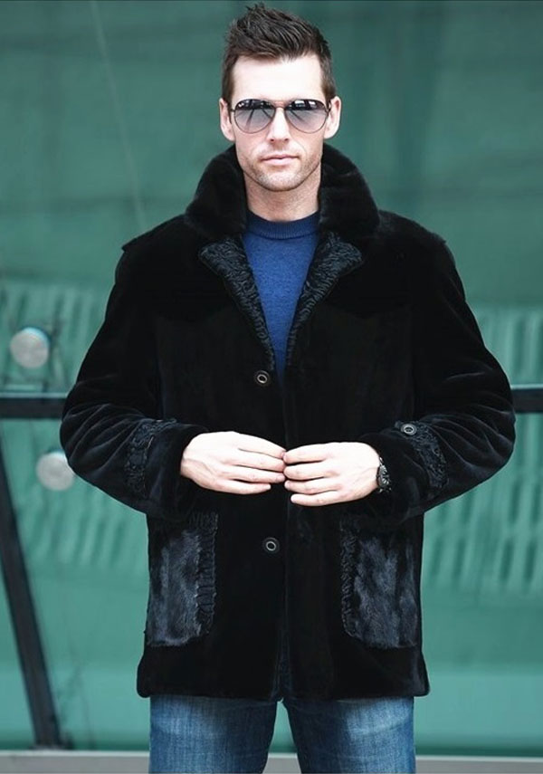 Astrakhan Collar Mens Mink Coat