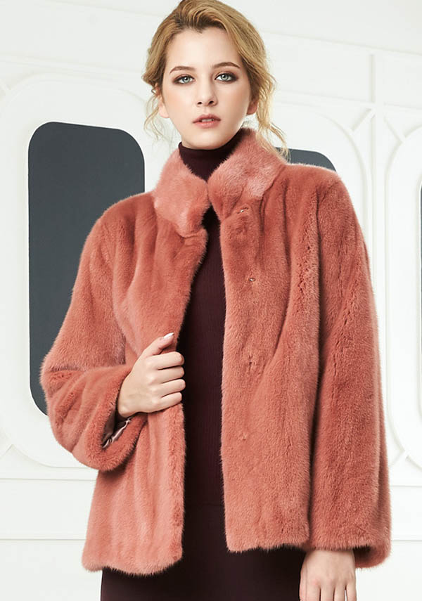 Abrigo de chaqueta de visón naranja