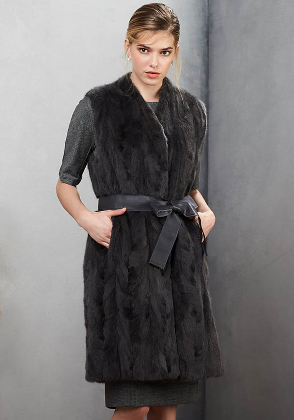 Chaleco de visón oscuro para mujer