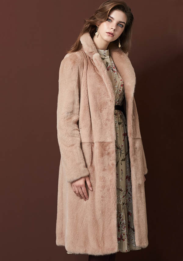 Womens Light Orange Mink Coat