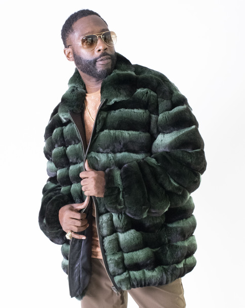 mens chinchilla coat bomber fur jacket