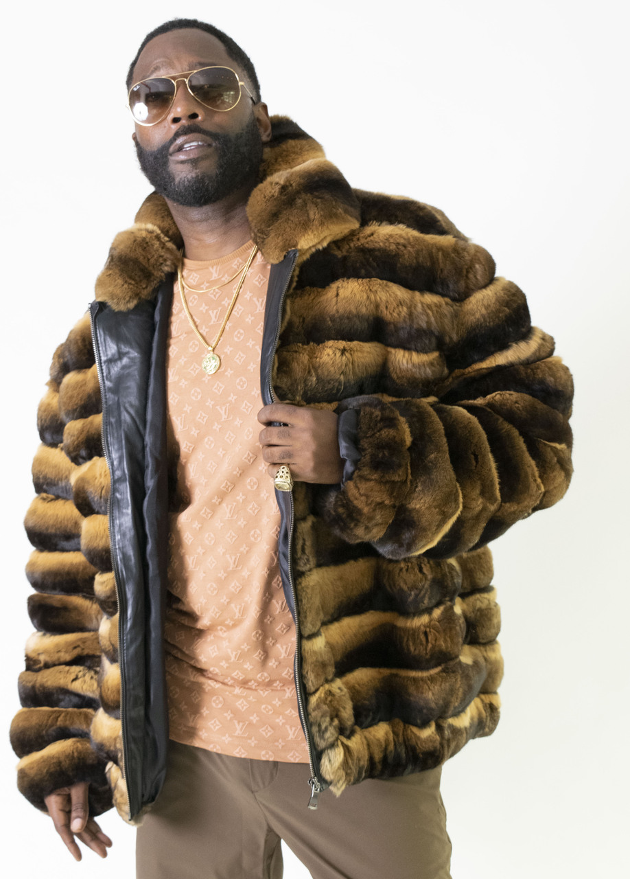 mens chinchilla coat bomber jacket